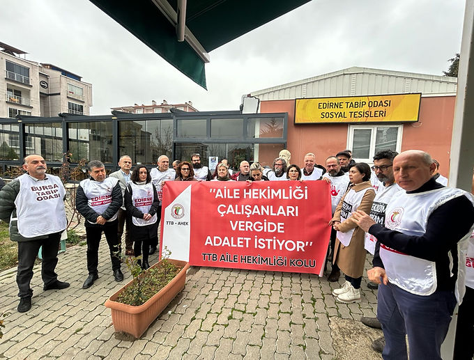 Edirne Tabip Odası Sosyal Tesisleri önünde basın açıklaması